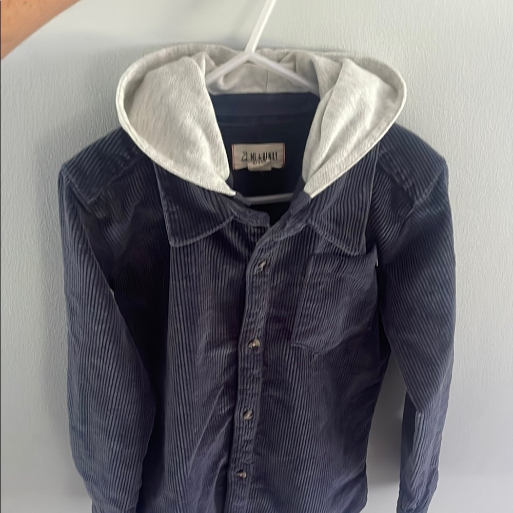 Me & Henry Hooded Cord Blue Woven Shirt